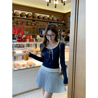 purplish blue long Sleeve Top
