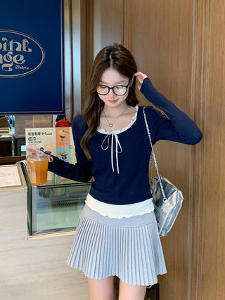 purplish blue long Sleeve Top