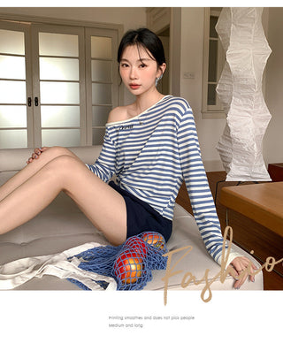 Korean diagonal striped  Top