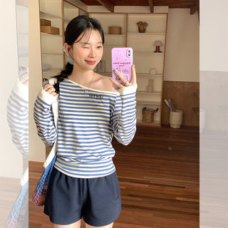 Korean diagonal striped  Top
