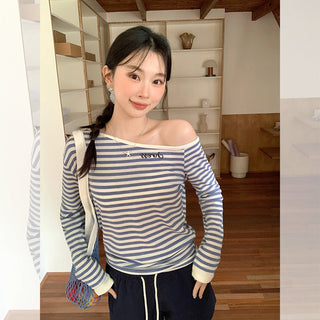 Korean diagonal striped  Top