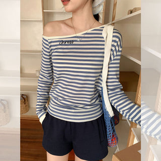 Korean diagonal striped  Top