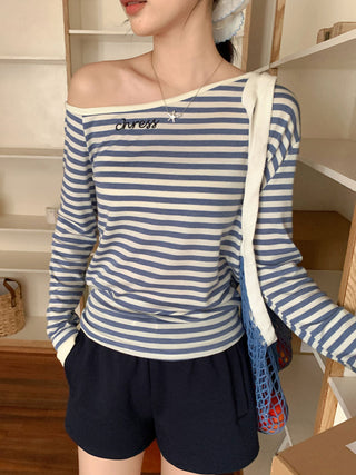 Korean diagonal striped  Top