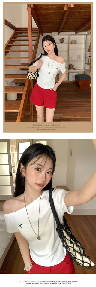 pure shoulder bow Top