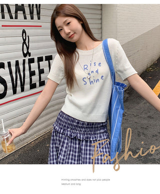 sweet contrast embroidery Top