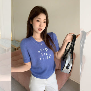 sweet contrast embroidery Top