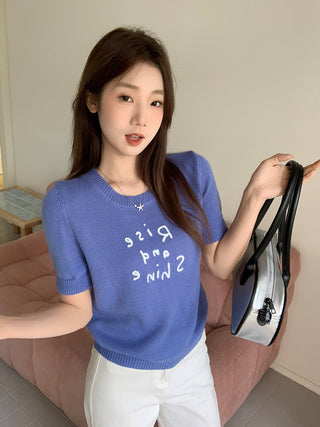 sweet contrast embroidery Top