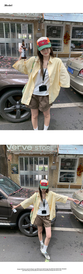 high-end loose yellow Shirt
