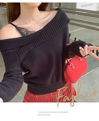 lace off-shoulder sweater