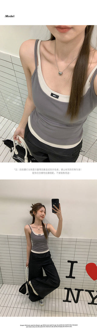 fake contrast patchwork Top