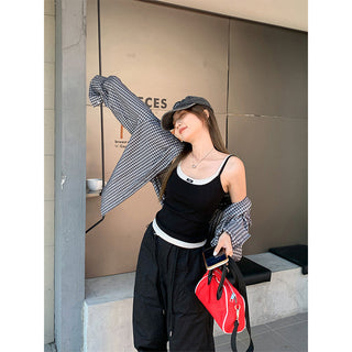 fake contrast patchwork Top