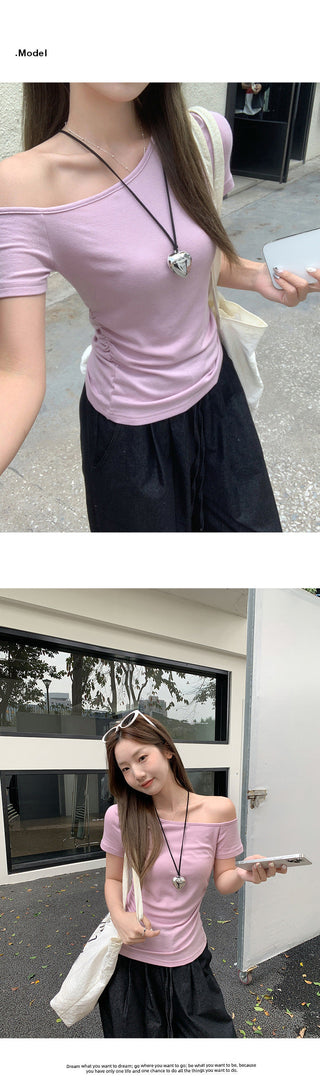 pure one-shoulder pleated Top