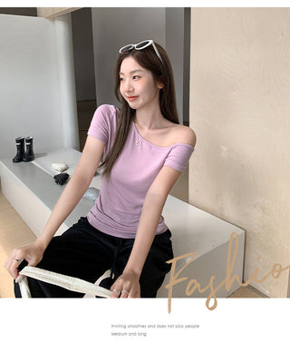 pure one-shoulder pleated Top