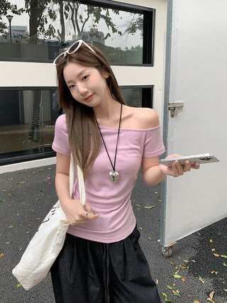 pure one-shoulder pleated Top