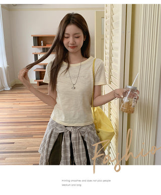 texture round neck Top