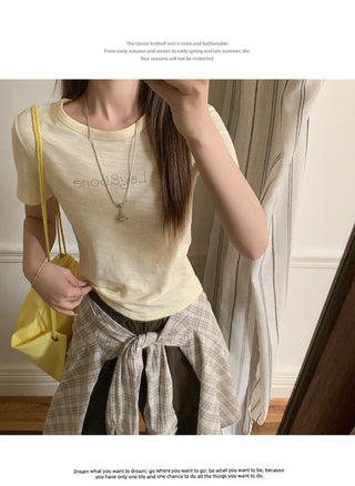 texture round neck Top