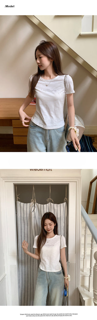 texture round neck Top