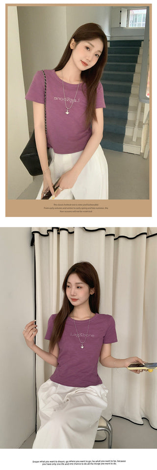 texture round neck Top