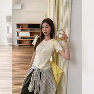 texture round neck Top