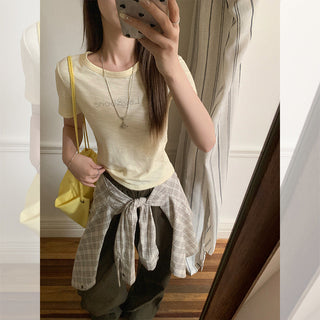 texture round neck Top