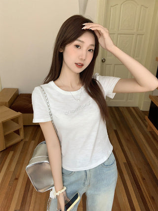 texture round neck Top