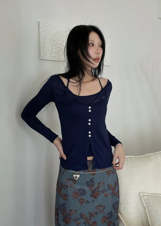 [5 colors] Halter Sleeveless Cardigan