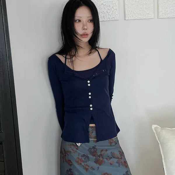 [5 colors] Halter Sleeveless Cardigan