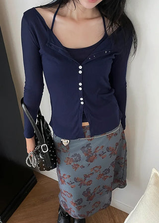 [5 colors] Halter Sleeveless Cardigan
