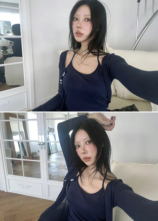 [5 colors] Halter Sleeveless Cardigan