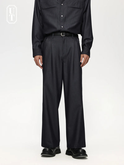 patchwork pleated pants