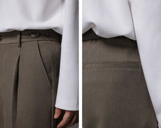 buckle pleated pants