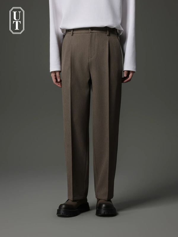 buckle pleated pants