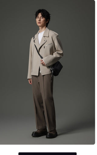 buckle pleated pants