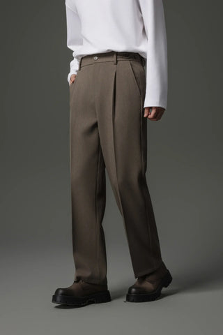 buckle pleated pants