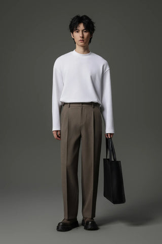 buckle pleated pants