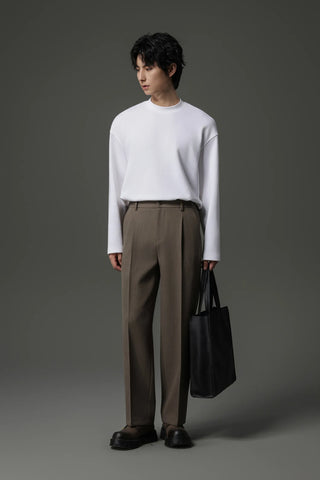 buckle pleated pants