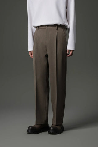buckle pleated pants
