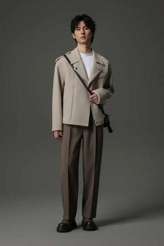 buckle pleated pants