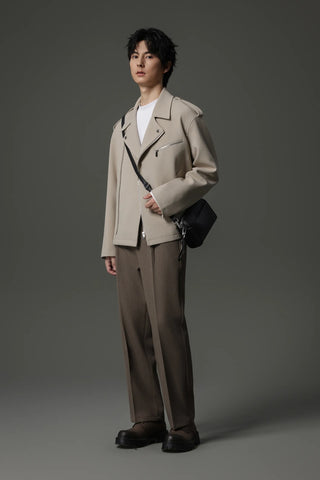 buckle pleated pants