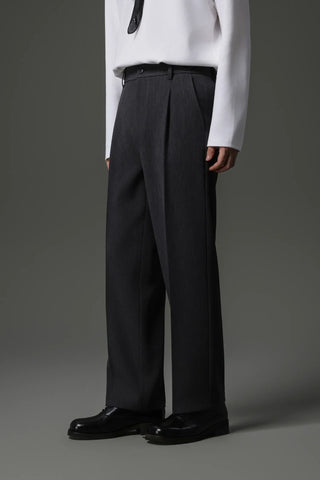 buckle pleated pants