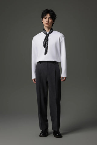 buckle pleated pants