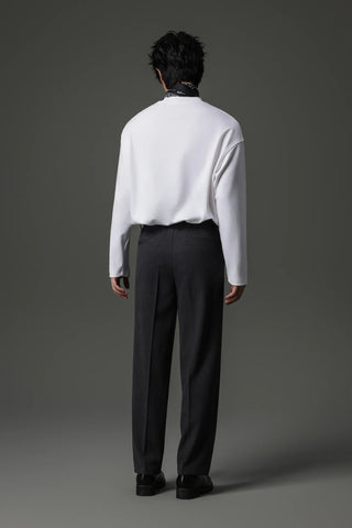 buckle pleated pants