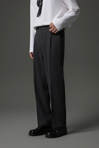 buckle pleated pants