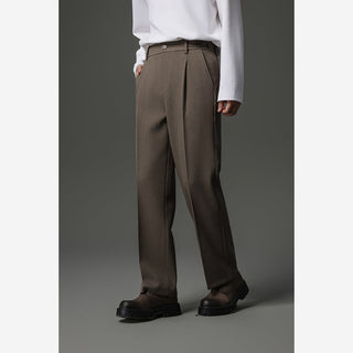 buckle pleated pants