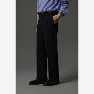 buckle pleated pants