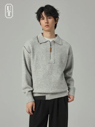 contrast knit sweater