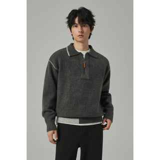 contrast knit sweater