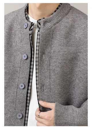 stitched knit cardigan