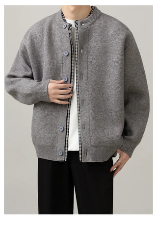 stitched knit cardigan