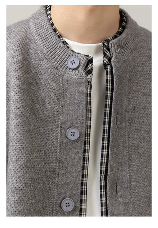 stitched knit cardigan